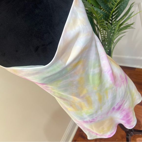 Zara Tye Dye Satin Strappy Back Summer Cocktail Slip Mini Dress Large - Picture 3 of 10